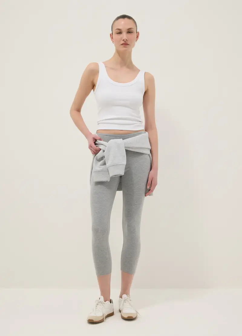 Leggings In Cotone Elasticizzato Grigi Skinny Fit, Donna, Grigio miniatura 2