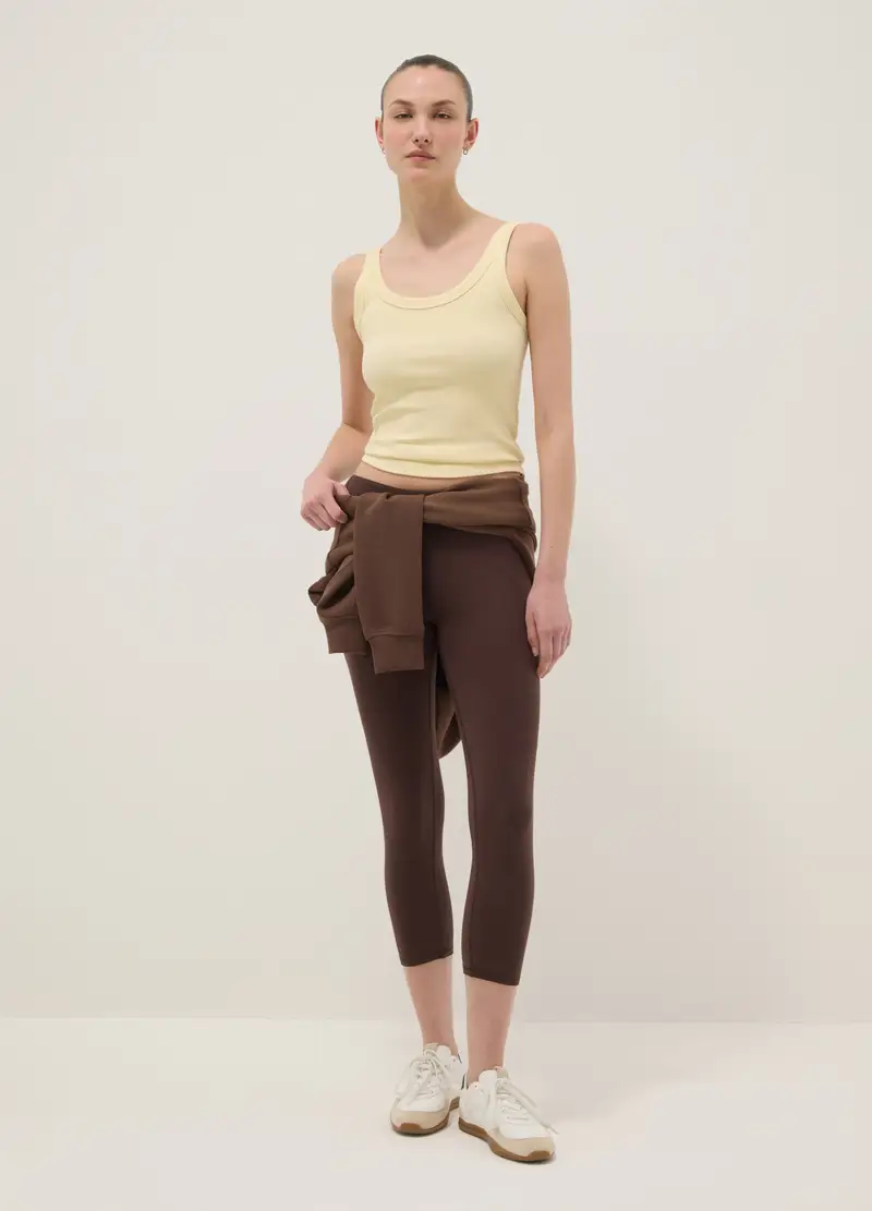 Leggings In Cotone Elasticizzato Marroni Skinny Fit, Donna, Marrone