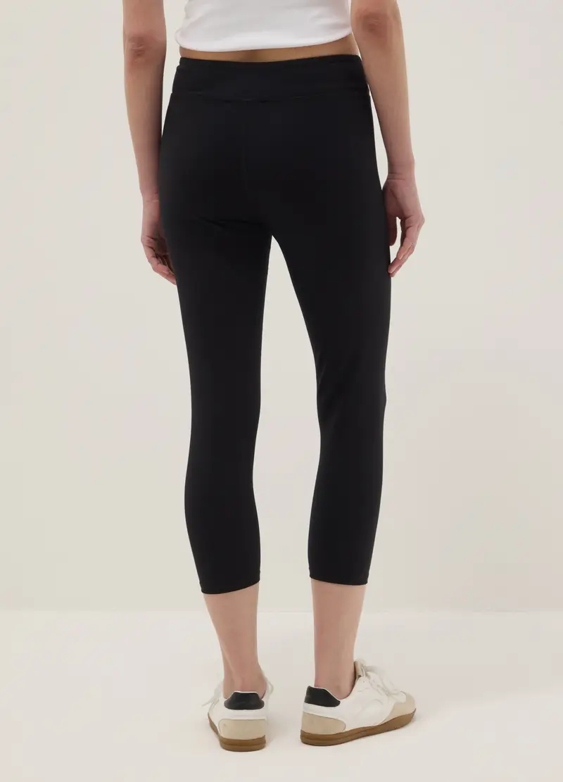 Leggings In Cotone Elasticizzato Nero Skinny Fit, Donna, Nero miniatura 3