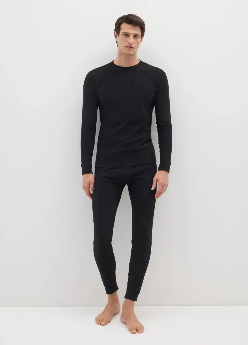 Leggins Neri Regular Fit, Uomo, Nero