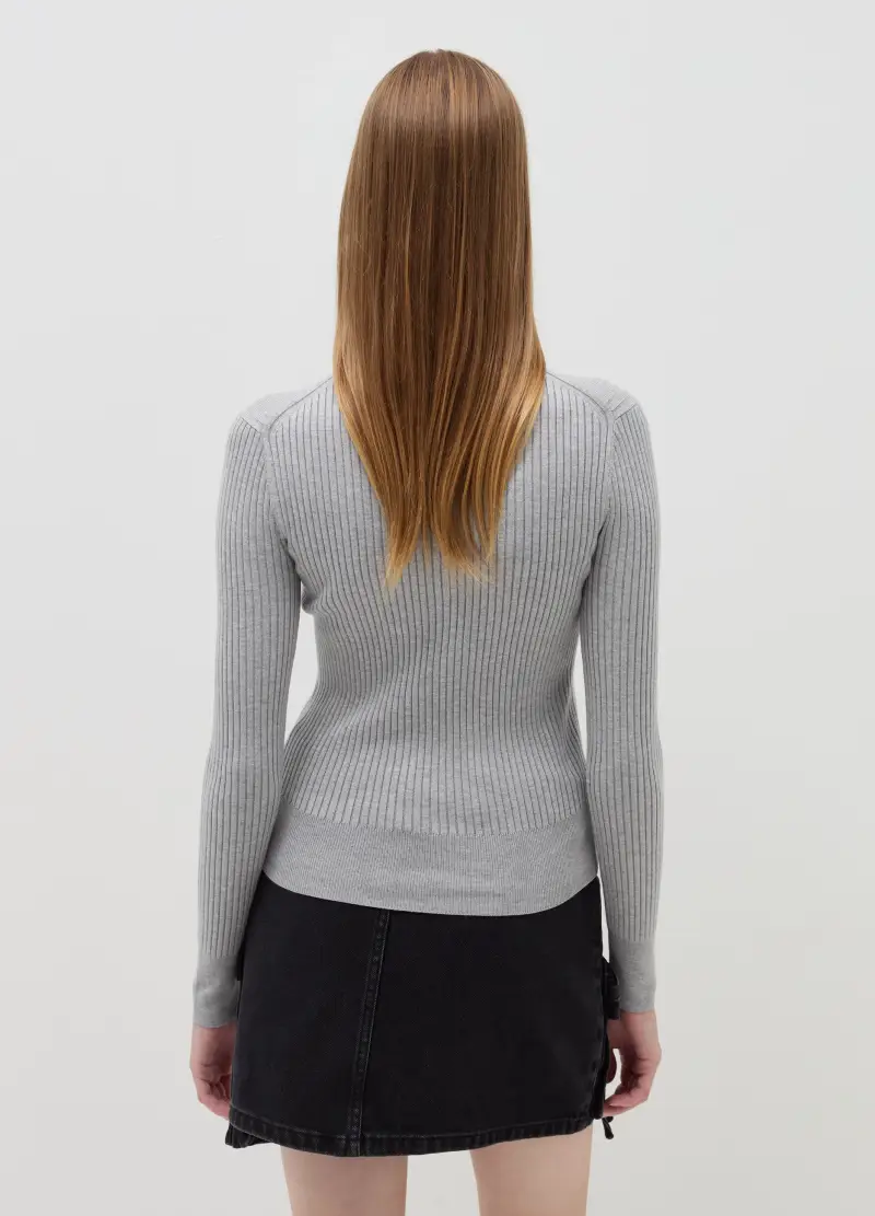 Lupetto A Coste Piatte, Donna, Grigio miniatura 3