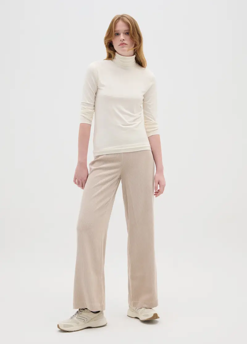 Maglia A Collo Alto Bianca Regular Fit, Donna, Bianco miniatura 2