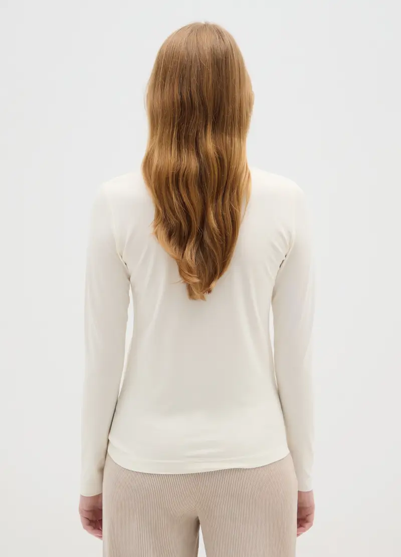 Maglia A Collo Alto Bianca Regular Fit, Donna, Bianco miniatura 3