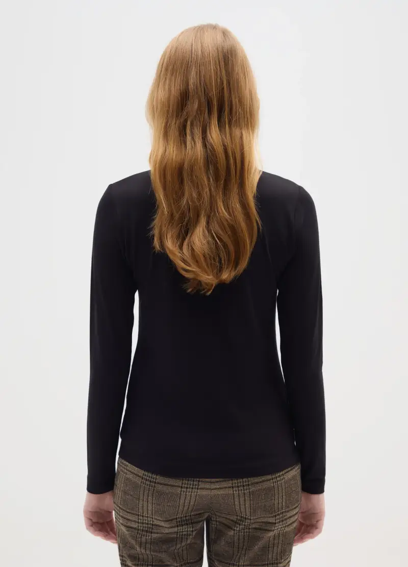 Maglia A Collo Alto Nera Regular Fit, Donna, Nero miniatura 3