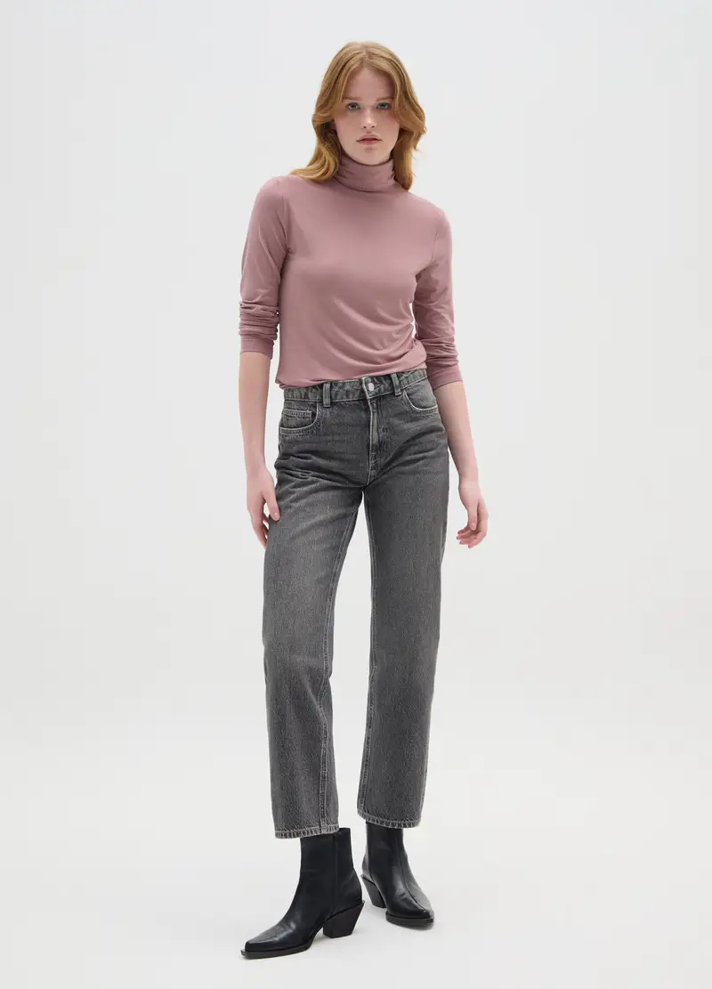 Maglia A Collo Alto Rosa Regular Fit, Donna, Rosa miniatura 2