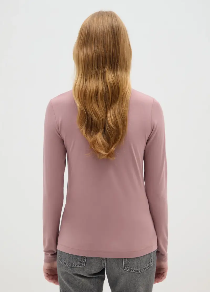 Maglia A Collo Alto Rosa Regular Fit, Donna, Rosa miniatura 3