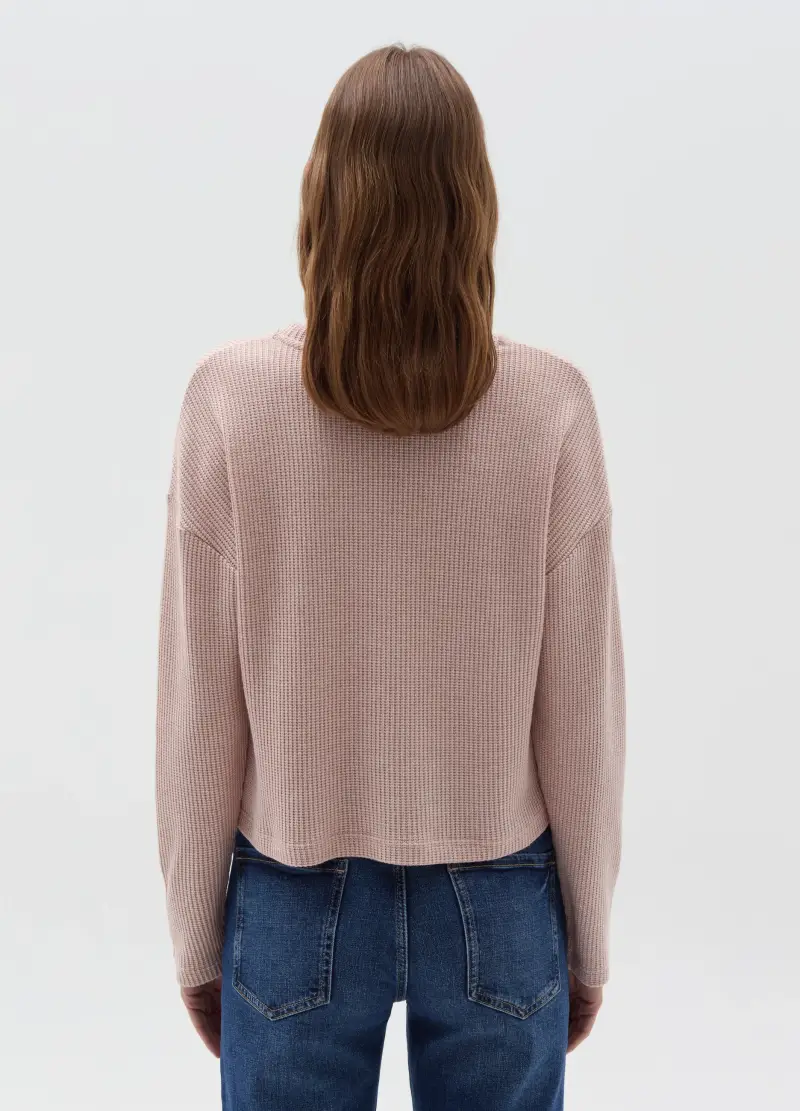 Maglia A Coste Inglesi Con Lurex, Donna, Rosa miniatura 3