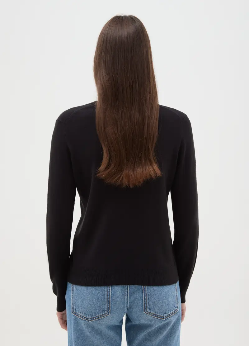 Maglia A Girocollo Nera Regular Fit, Donna, Nero miniatura 3