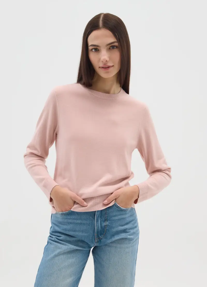 Maglia A Girocollo Rosa Regular Fit, Donna, Rosa