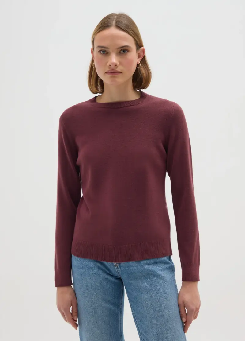 Maglia A Girocollo Rosso Regular Fit, Donna, Rosso miniatura 2