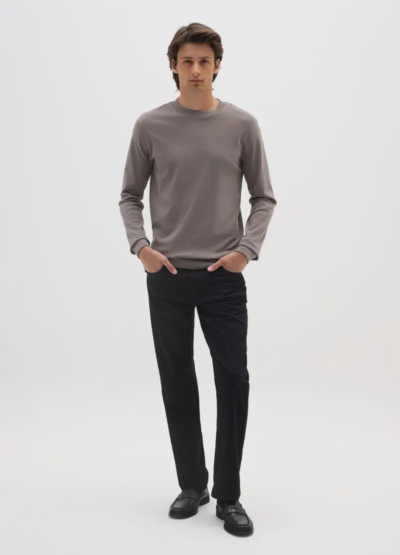 Maglia A Maniche Lunghe Da Ragazzo In Puro Cotone Grigia, Uomo, Grigio miniatura 2