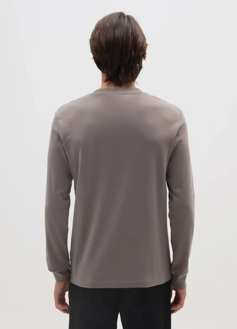 Maglia A Maniche Lunghe Da Ragazzo In Puro Cotone Grigia, Uomo, Grigio miniatura 3