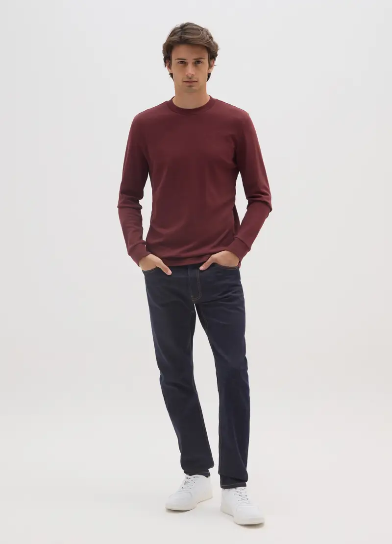 Maglia A Maniche Lunghe Da Ragazzo In Puro Cotone Rosa, Uomo, Rosso miniatura 2