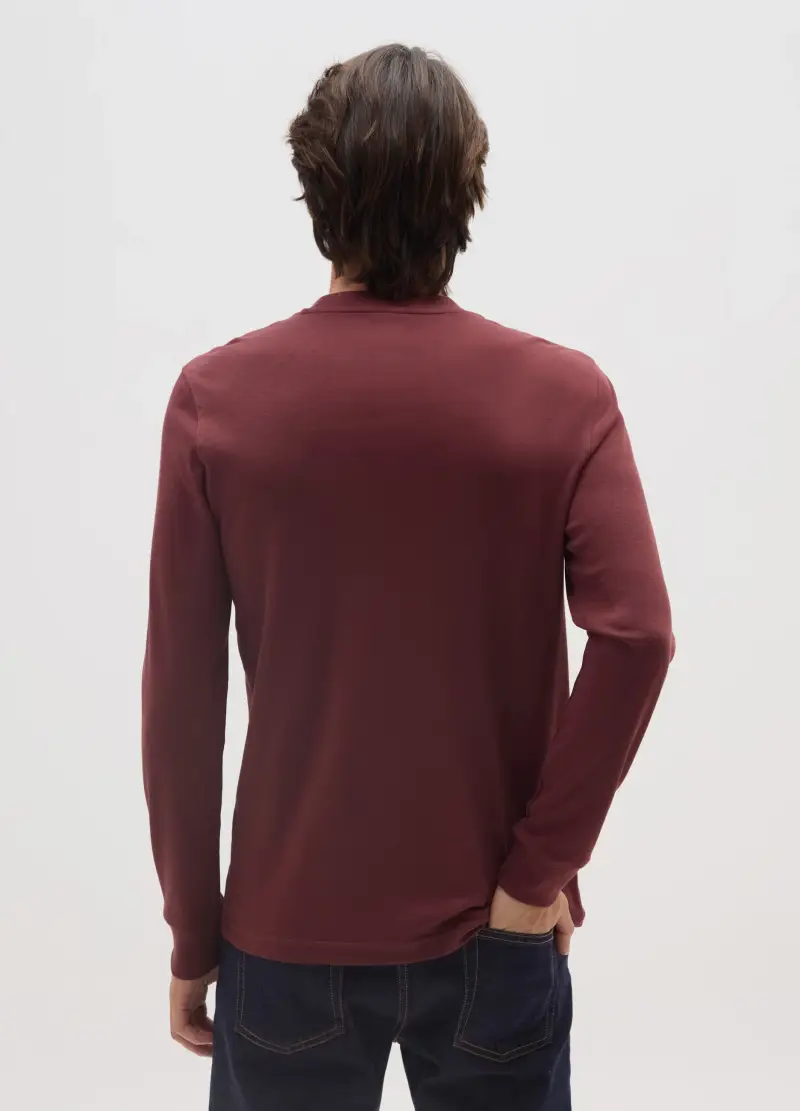 Maglia A Maniche Lunghe Da Ragazzo In Puro Cotone Rosa, Uomo, Rosso miniatura 3