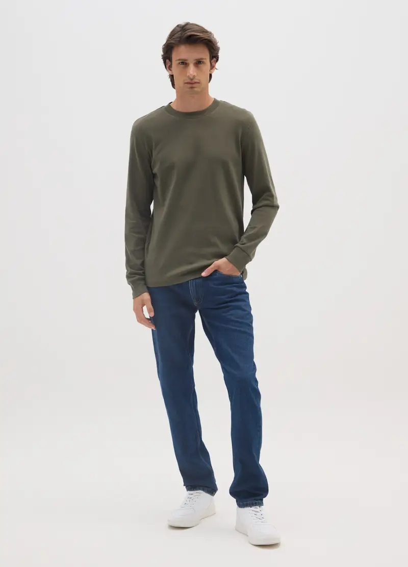 Maglia A Maniche Lunghe Da Ragazzo In Puro Cotone Verde, Uomo, Verde miniatura 2