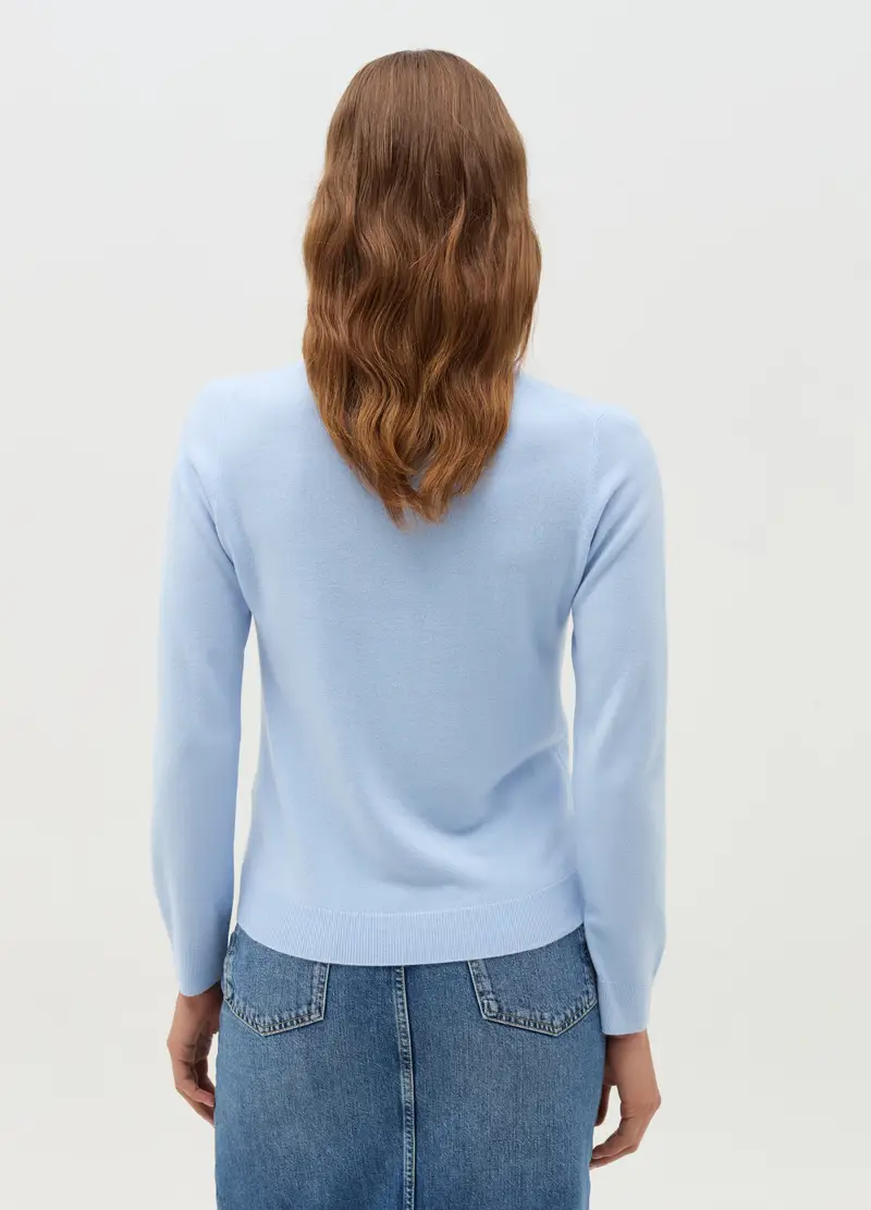 Maglia A Maniche Lunghe Tinta Unita, Donna, Azzurro miniatura 3