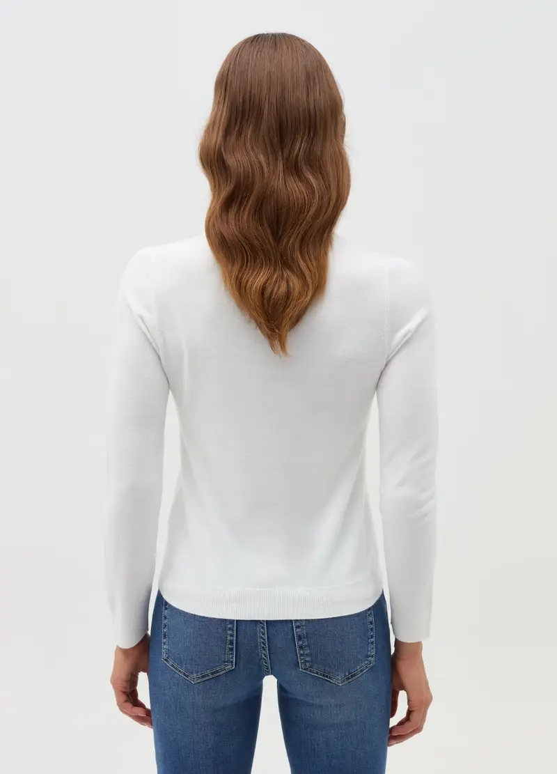 Maglia A Maniche Lunghe Tinta Unita, Donna, Bianco miniatura 3