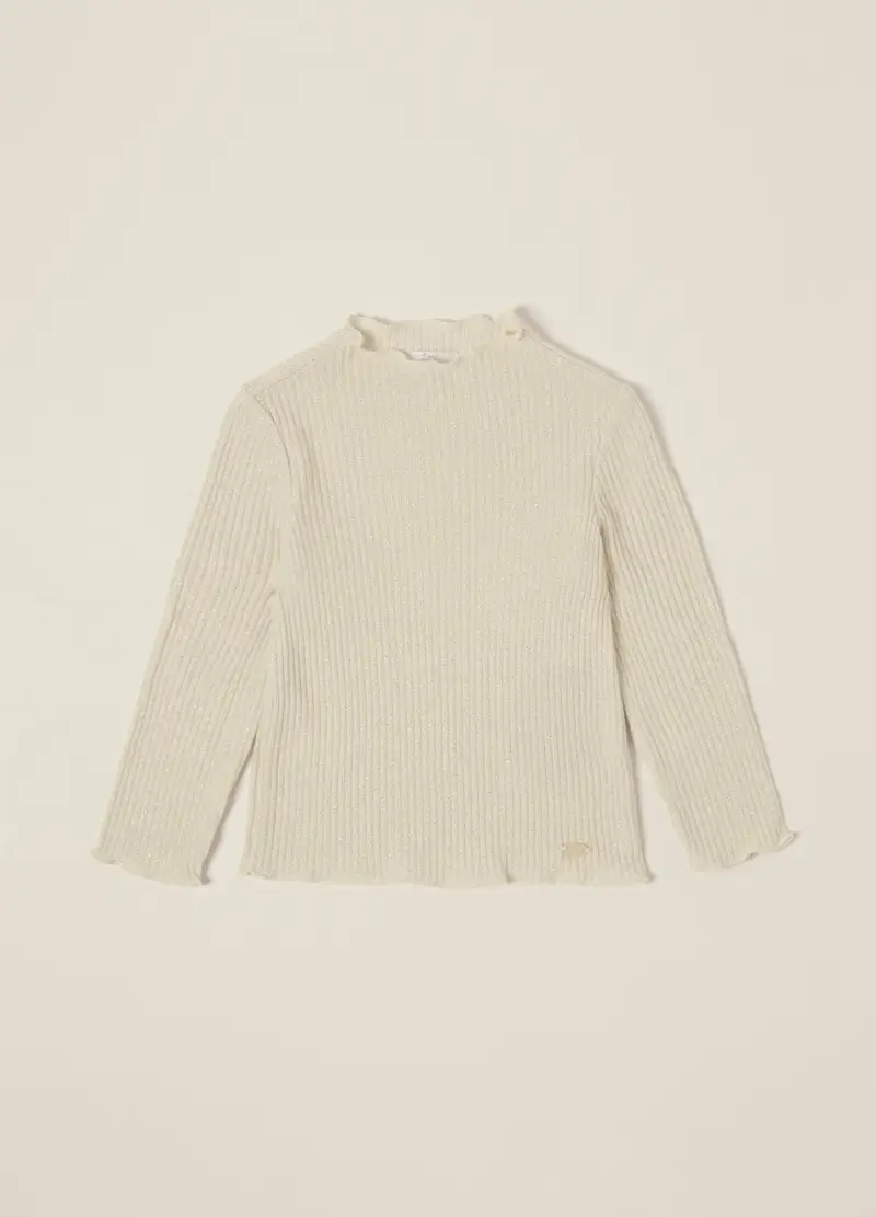 OVS, Maglia Beige A Costine Con Fibre Metalliche, Neonata, Beige, Taglia: 36