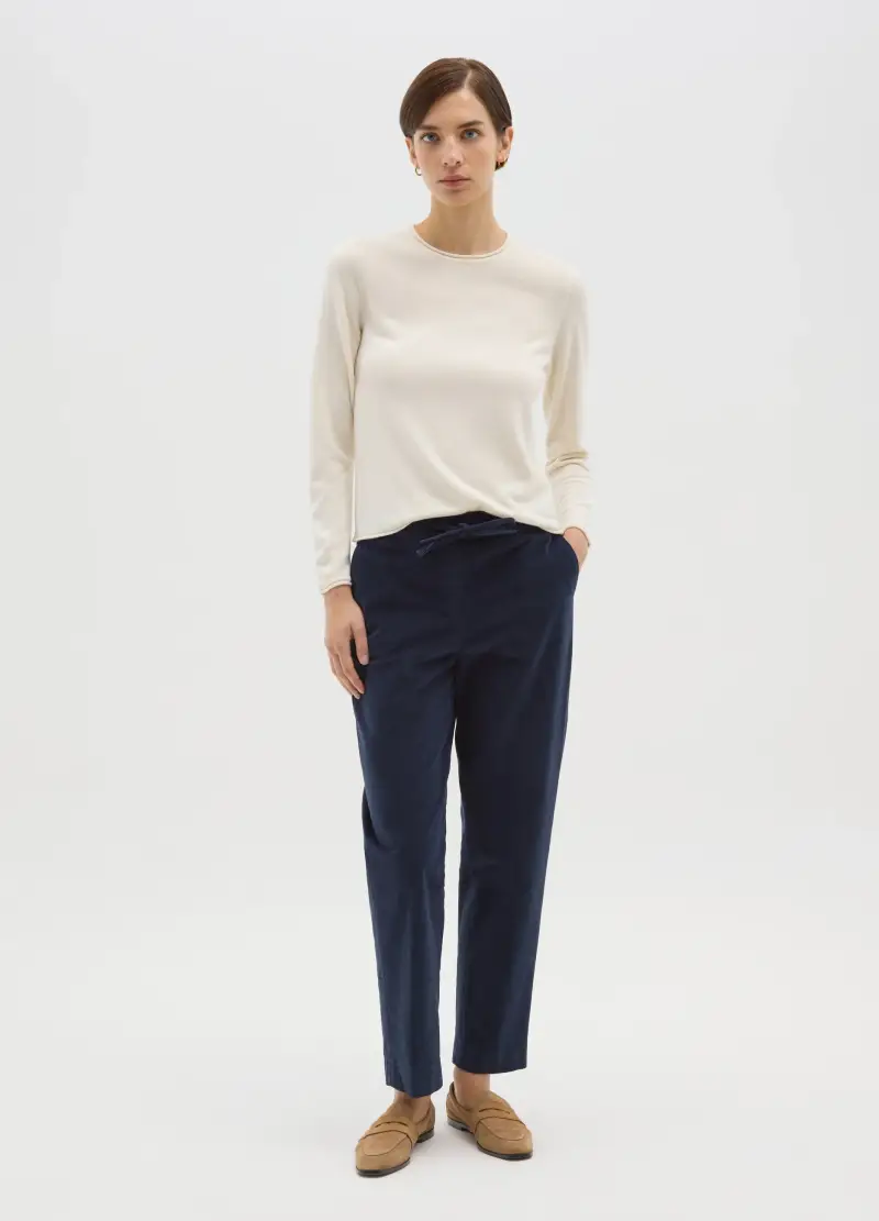 Maglia Bianca Regular Fit Con Girocollo, Donna, Bianco miniatura 2