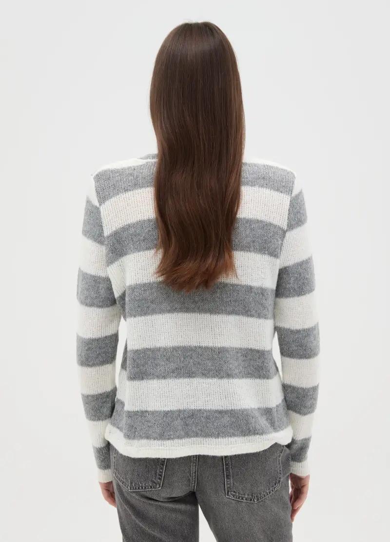 Maglia Con Maniche Lunghe A Righe Multicolor Regular Fit, Donna, Multicolor miniatura 3