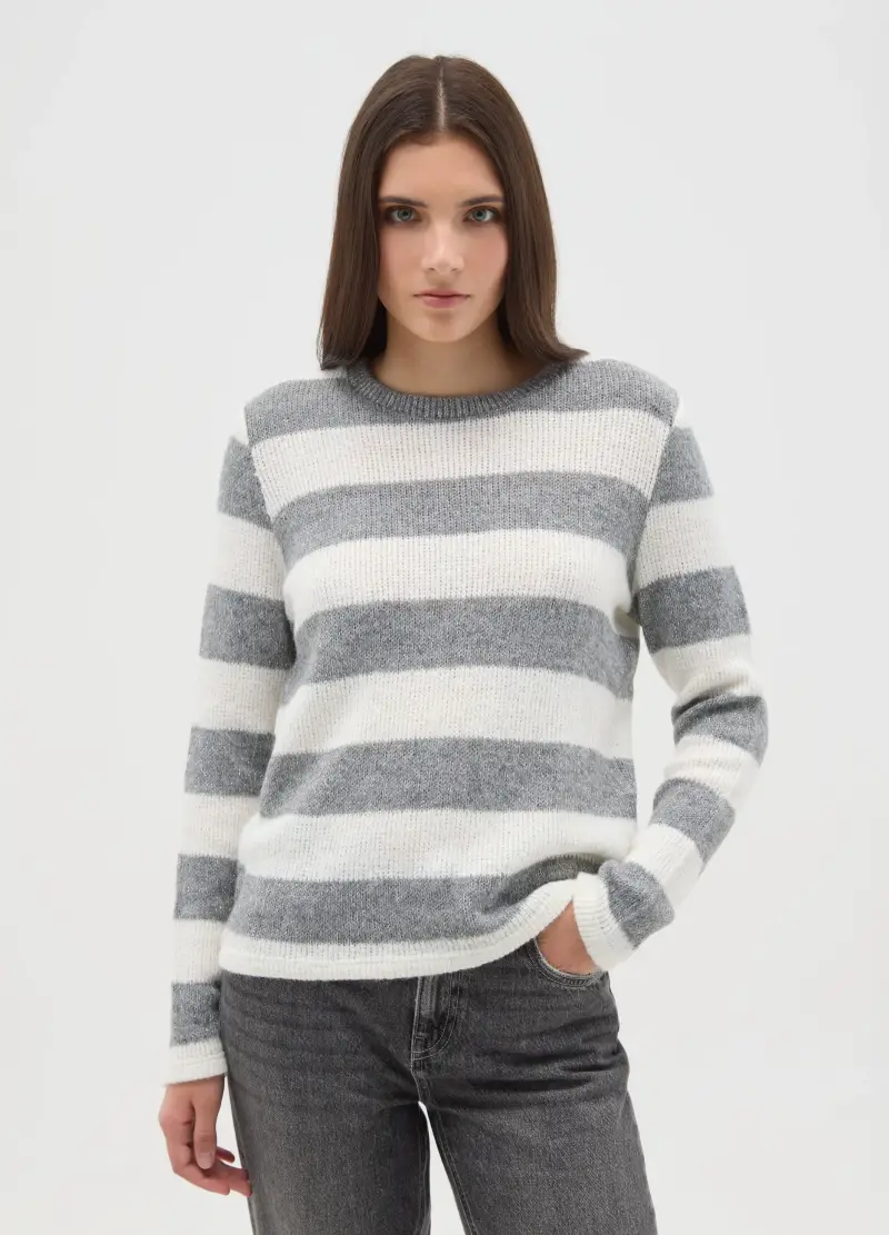 Maglia Con Maniche Lunghe A Righe Multicolor Regular Fit, Donna, Multicolor