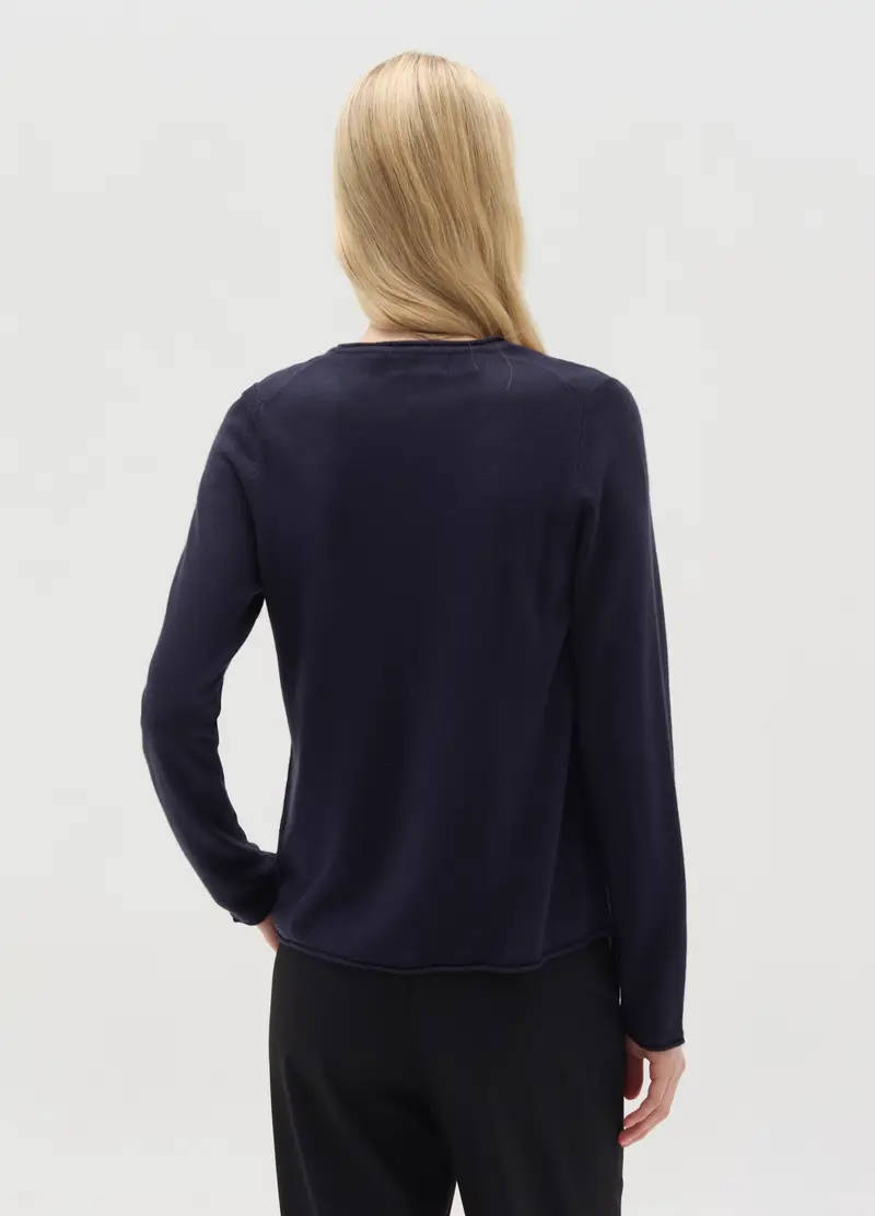 Maglia Con Profili Arrotolati, Donna, Blu miniatura 3