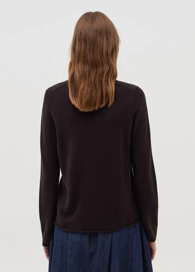 Maglia Con Profili Arrotolati, Donna, Nero miniatura 3