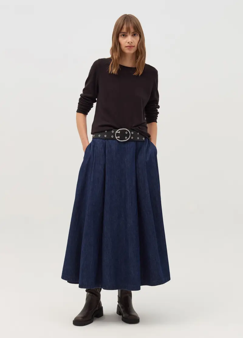 Maglia Con Profili Arrotolati, Donna, Nero