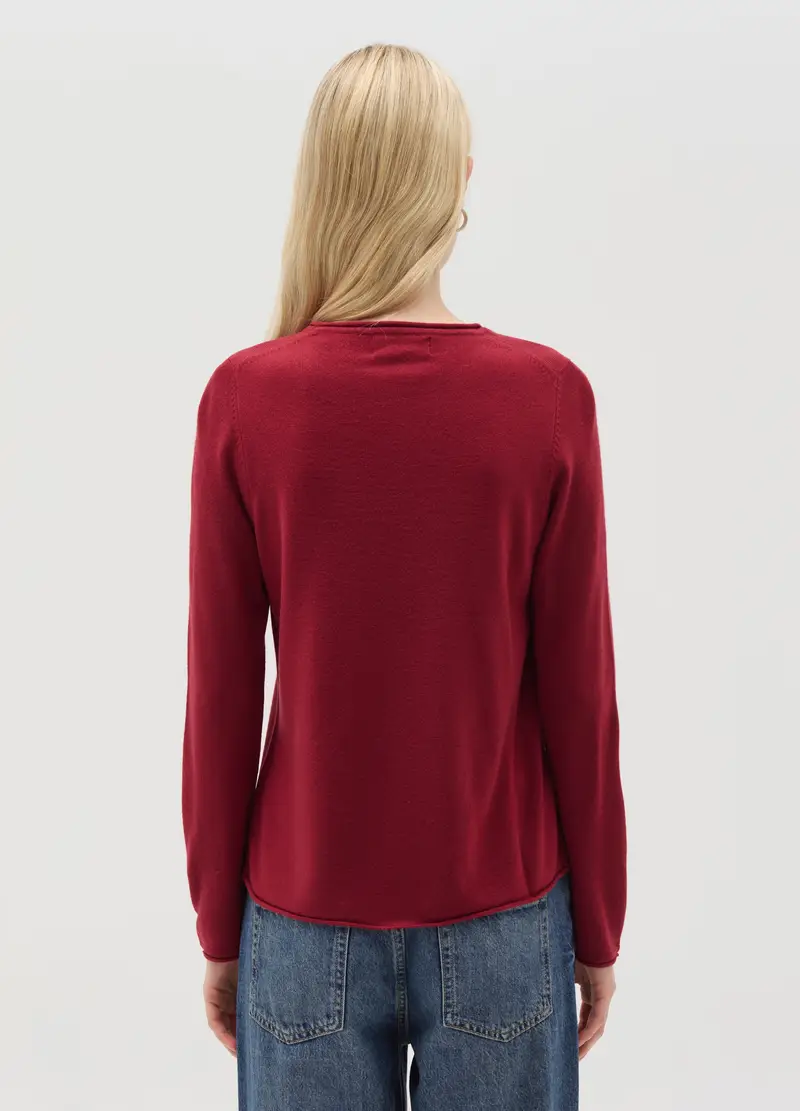 Maglia Con Profili Arrotolati, Donna, Rosso miniatura 3