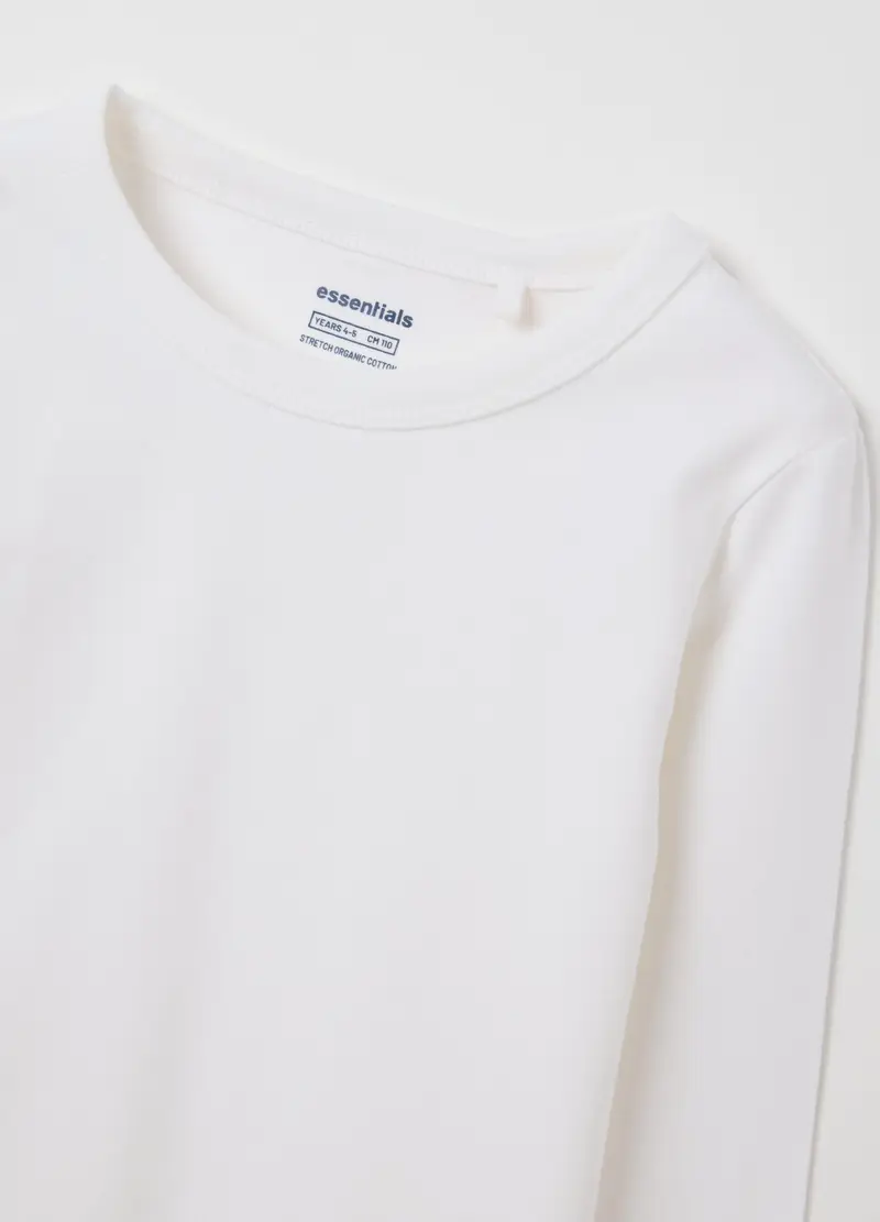 OVS, Maglia Da Bambina In Cotone Elasticizzato Bianca Regular Fit, Bianco, Taglia: 3-4 miniatura 2