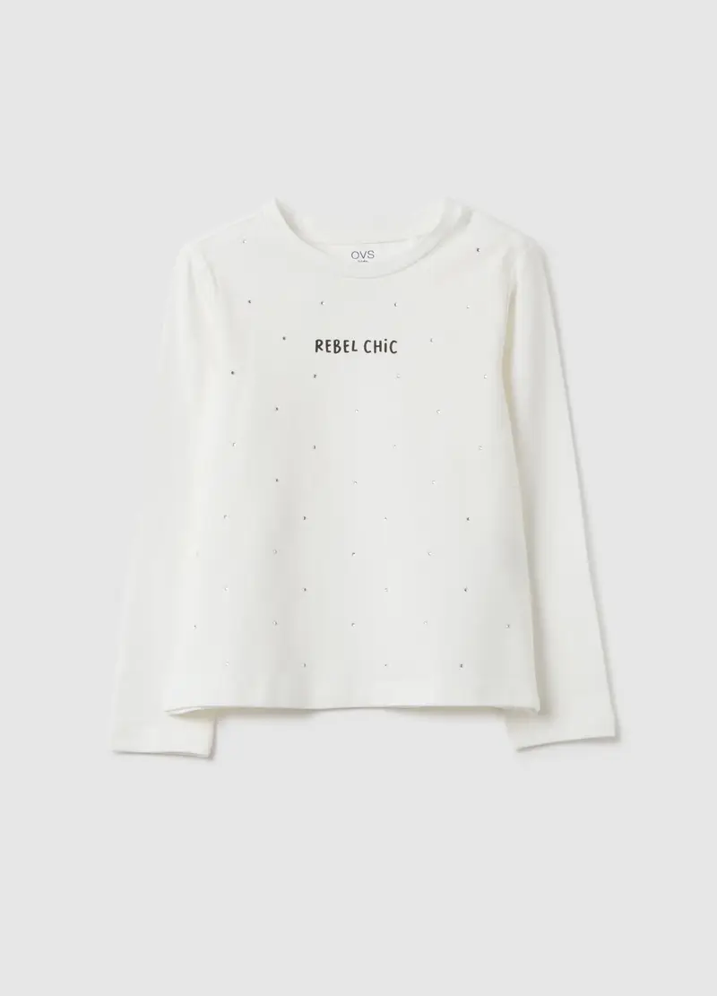OVS, Maglia Da Bambina In Cotone Elasticizzato Bianca Regular Fit, Bianco, Taglia: 3-4