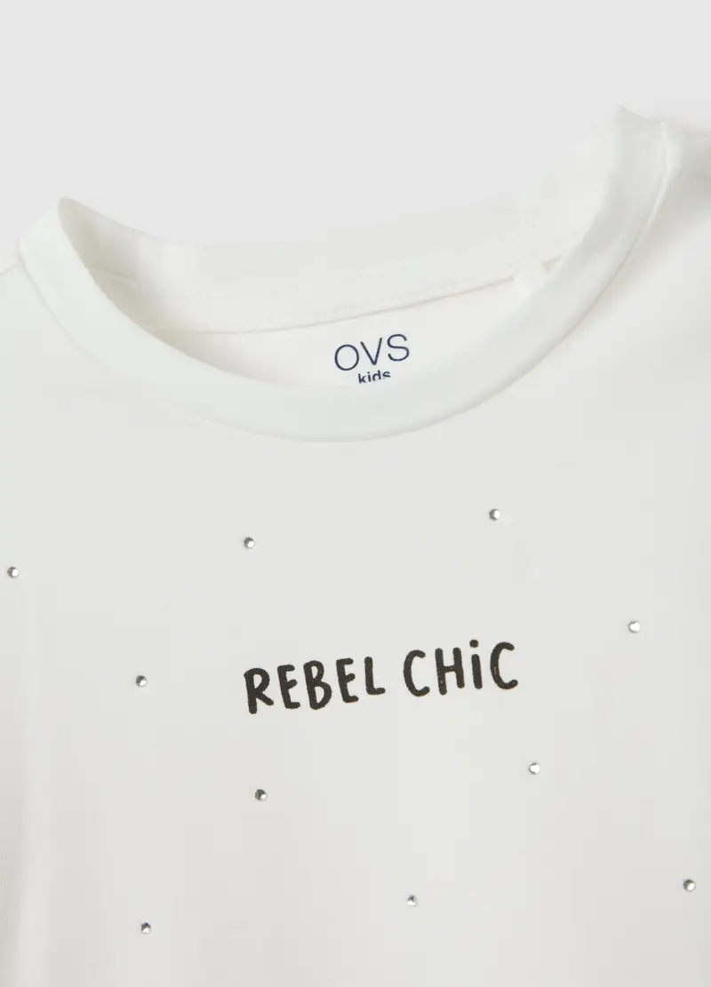 OVS, Maglia Da Bambina In Cotone Elasticizzato Bianca Regular Fit, Bianco, Taglia: 3-4 miniatura 3