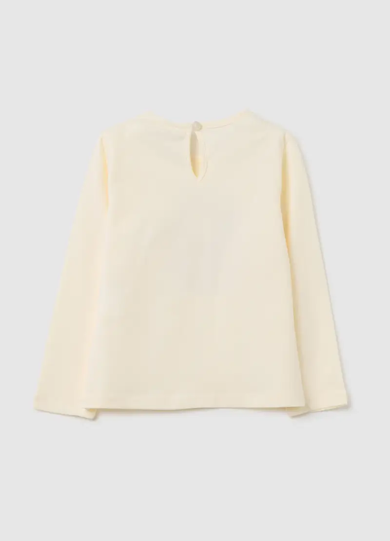 Maglia Da Bambina In Puro Cotone Beige Regular Fit, Beige miniatura 2