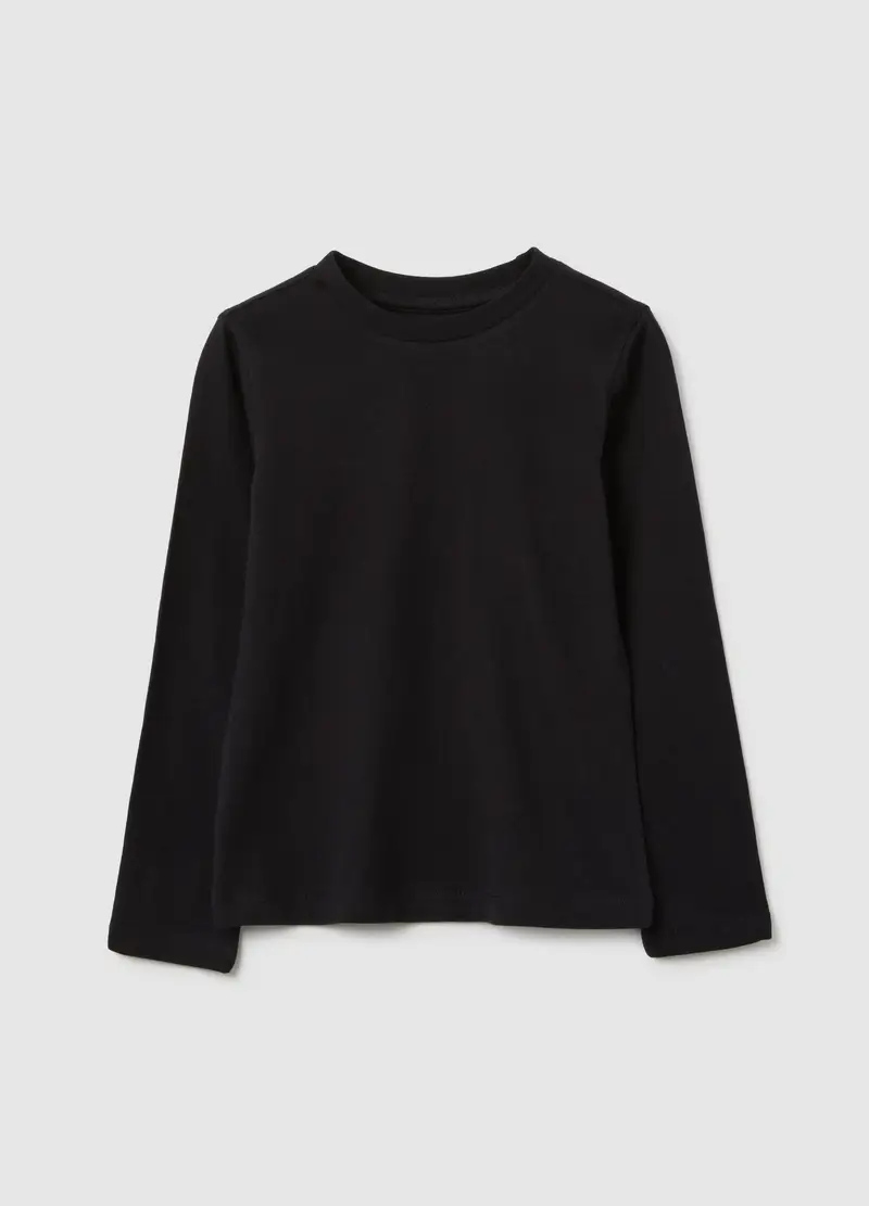 OVS, Maglia Da Bambina In Puro Cotone Nero Regular Fit, Nero, Taglia: 3-4