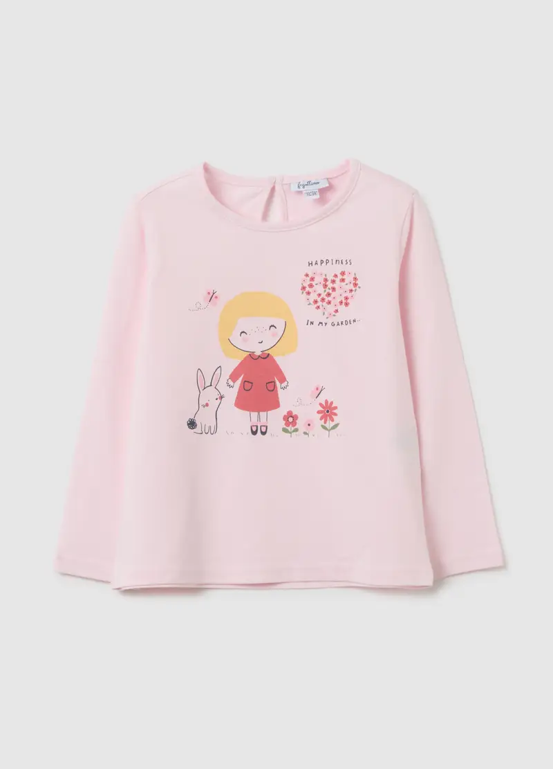 Maglia Da Bambina In Puro Cotone Rosa Regular Fit, Rosa