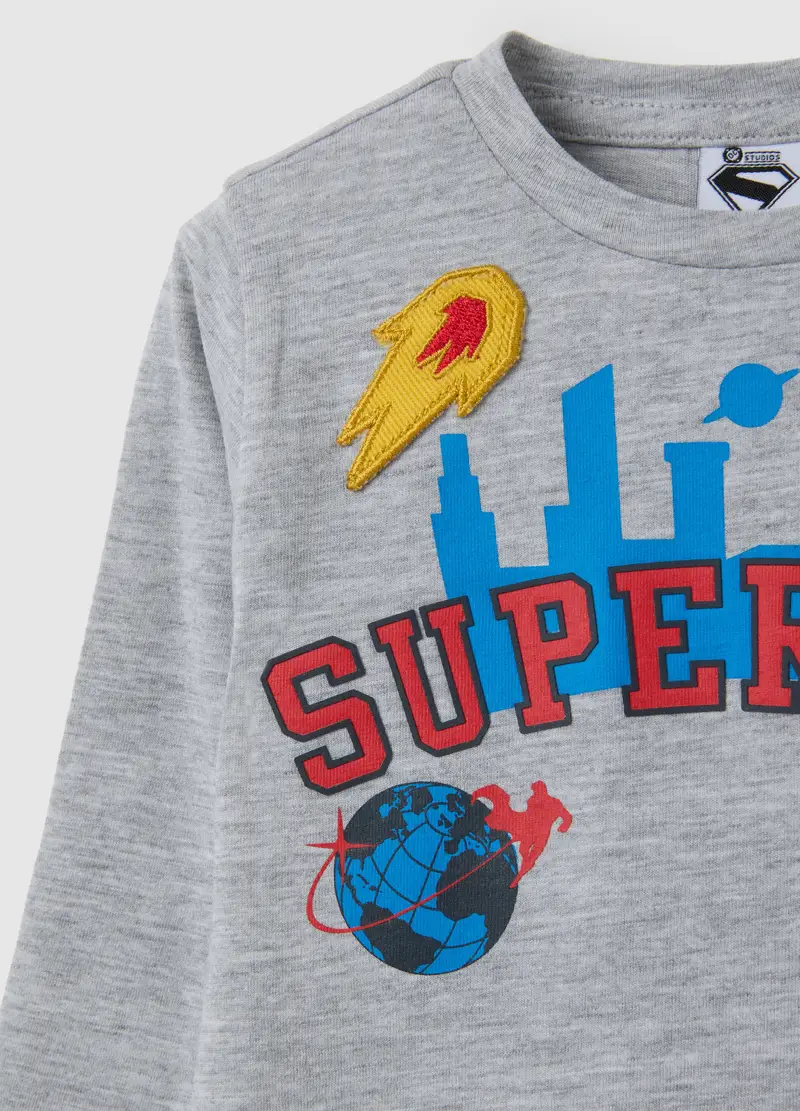 OVS, Maglia Da Bambino In Cotone Grigia Con Superman, Grigio, Taglia: 9-12 miniatura 2