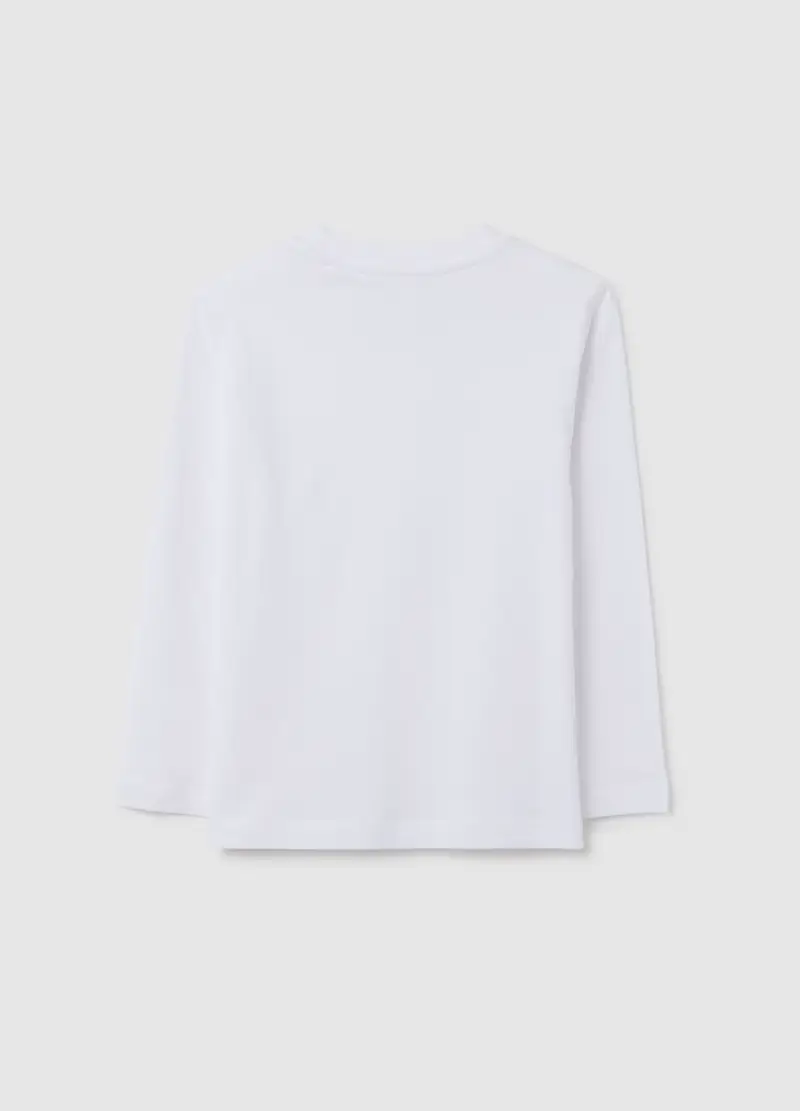 Maglia Da Bambino In Puro Cotone Bianca Regular Fit, Bianco miniatura 2