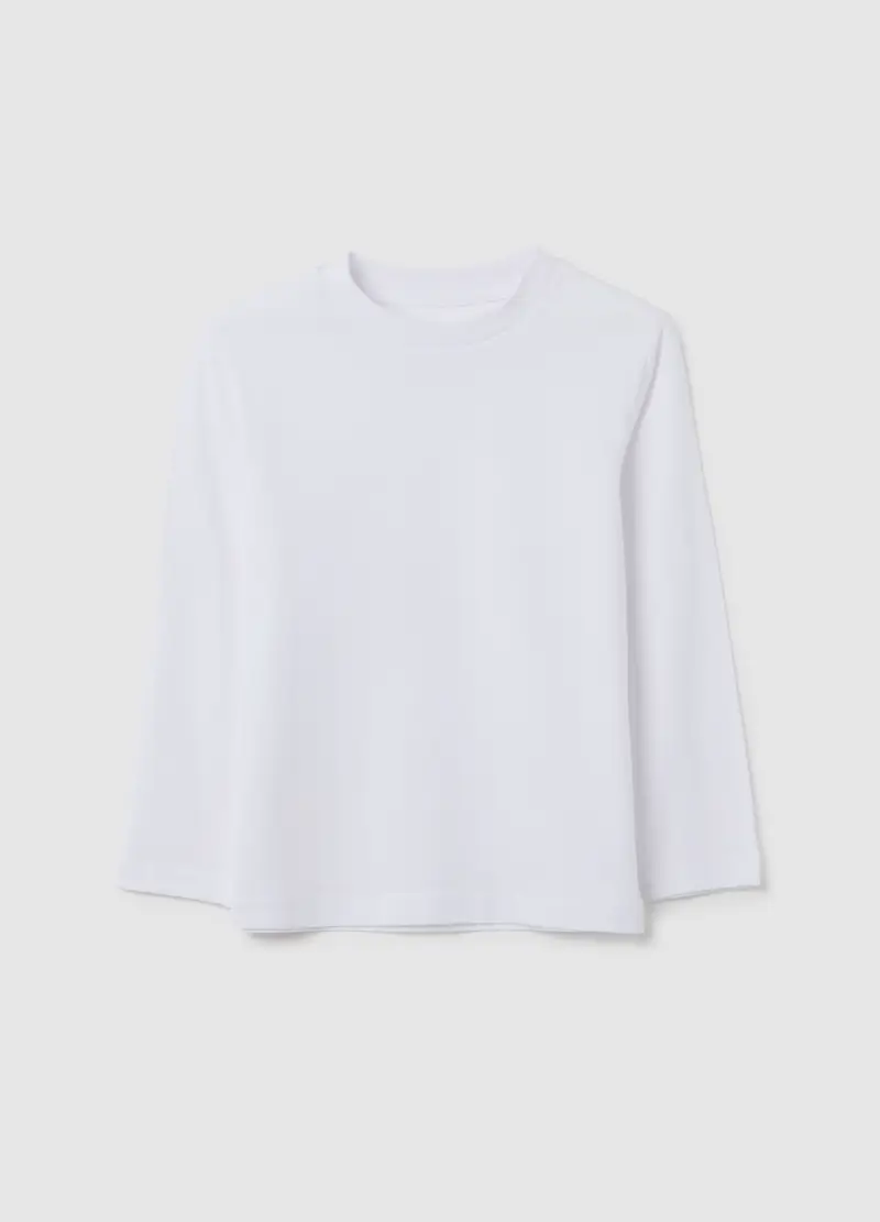 Maglia Da Bambino In Puro Cotone Bianca Regular Fit, Bianco