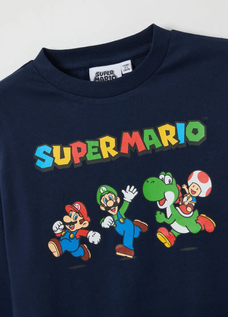 Maglia Da Bambino In Puro Cotone Blu Regular Fit Con Stampa, Blu miniatura 3