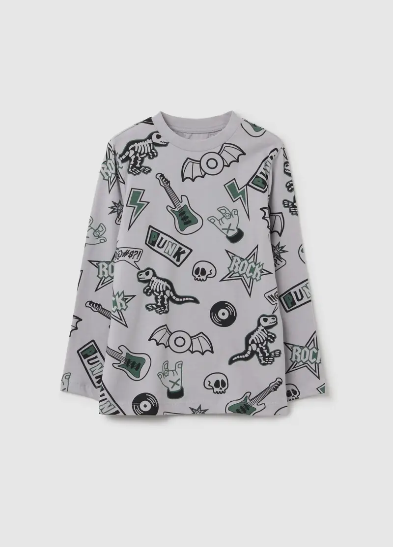 OVS, Maglia Da Bambino In Puro Cotone Grigia Regular Fit, Grigio, Taglia: 3-4