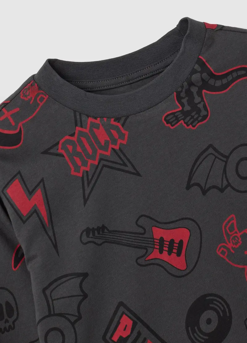 OVS, Maglia Da Bambino In Puro Cotone Nero Regular Fit, Nero, Taglia: 3-4 miniatura 2