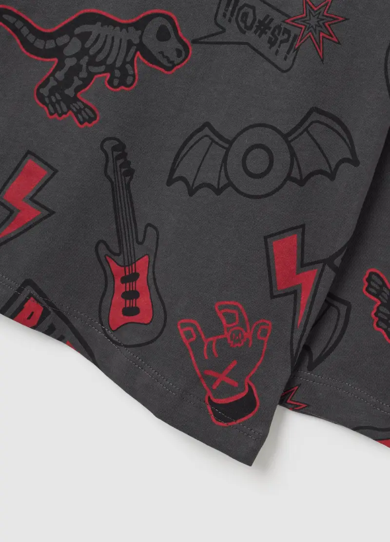 OVS, Maglia Da Bambino In Puro Cotone Nero Regular Fit, Nero, Taglia: 3-4 miniatura 3