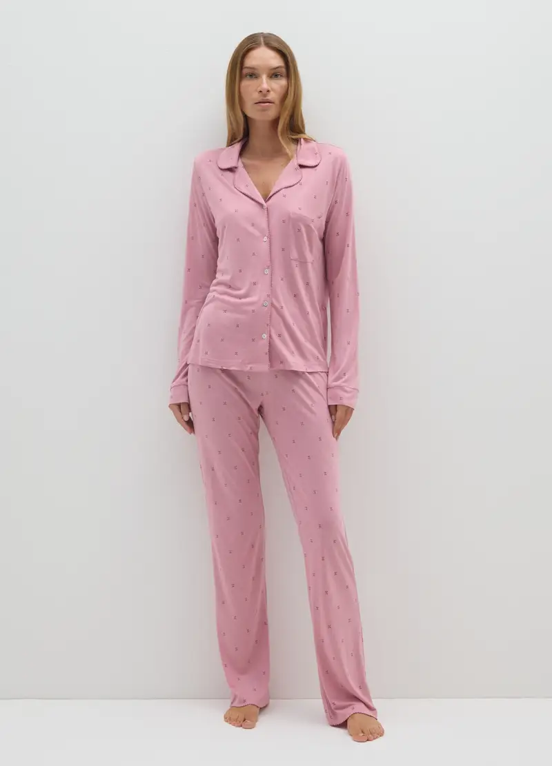 Maglia Da Notte Rosa Regular Fit Con Bottoni, Donna, Rosa miniatura 2