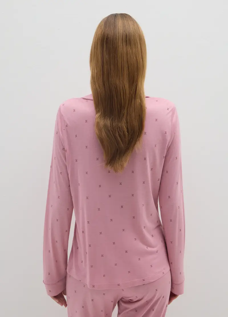 Maglia Da Notte Rosa Regular Fit Con Bottoni, Donna, Rosa miniatura 3