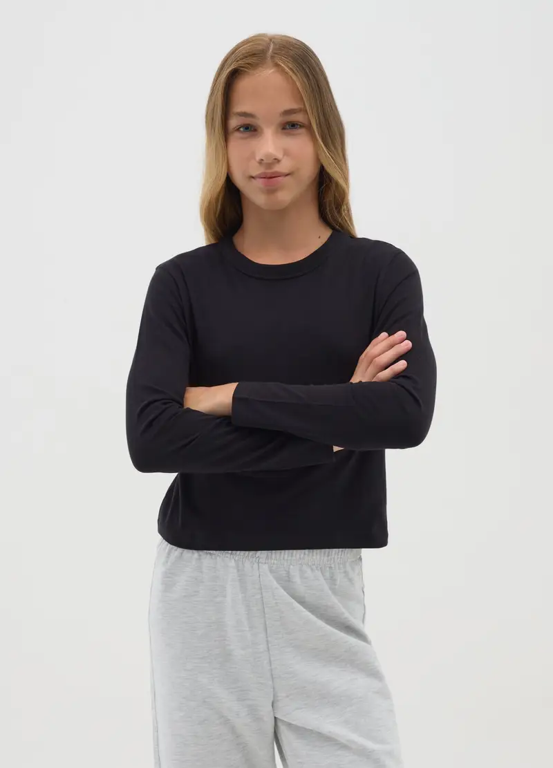 OVS, Maglia Da Ragazze In Puro Cotone Nera Regular Fit, Bambina, Nero, Taglia: 10-11