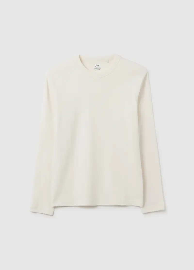 Maglia Da Ragazzo In Puro Cotone Bianca Regular Fit, Bambino, Bianco