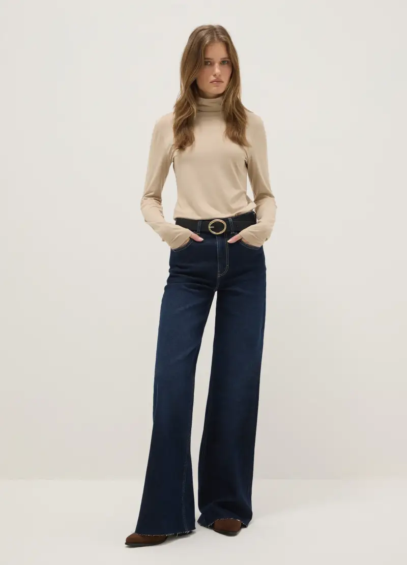 Maglia Girocollo Beige A Maniche Lunghe Regular Fit, Donna, Beige miniatura 2