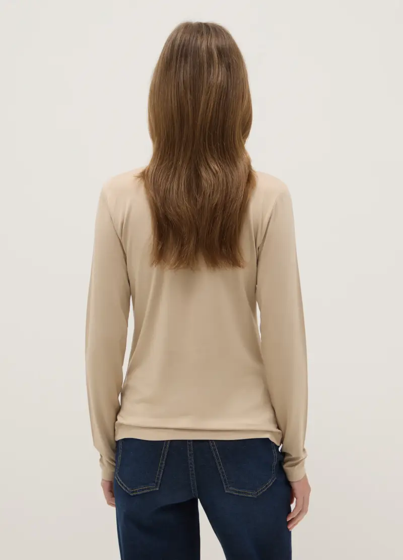 Maglia Girocollo Beige A Maniche Lunghe Regular Fit, Donna, Beige miniatura 3