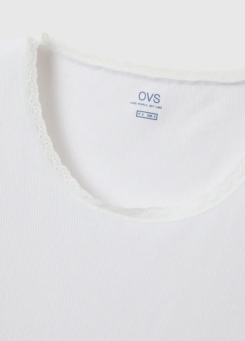 Maglia Girocollo Bianca A Maniche Lunghe In Misto Cotone Regular Fit, Donna, Bianco miniatura 2