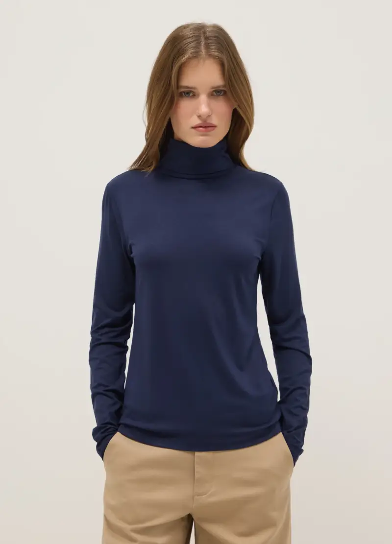 Maglia Girocollo Blu A Maniche Lunghe Regular Fit, Donna, Blu miniatura 2